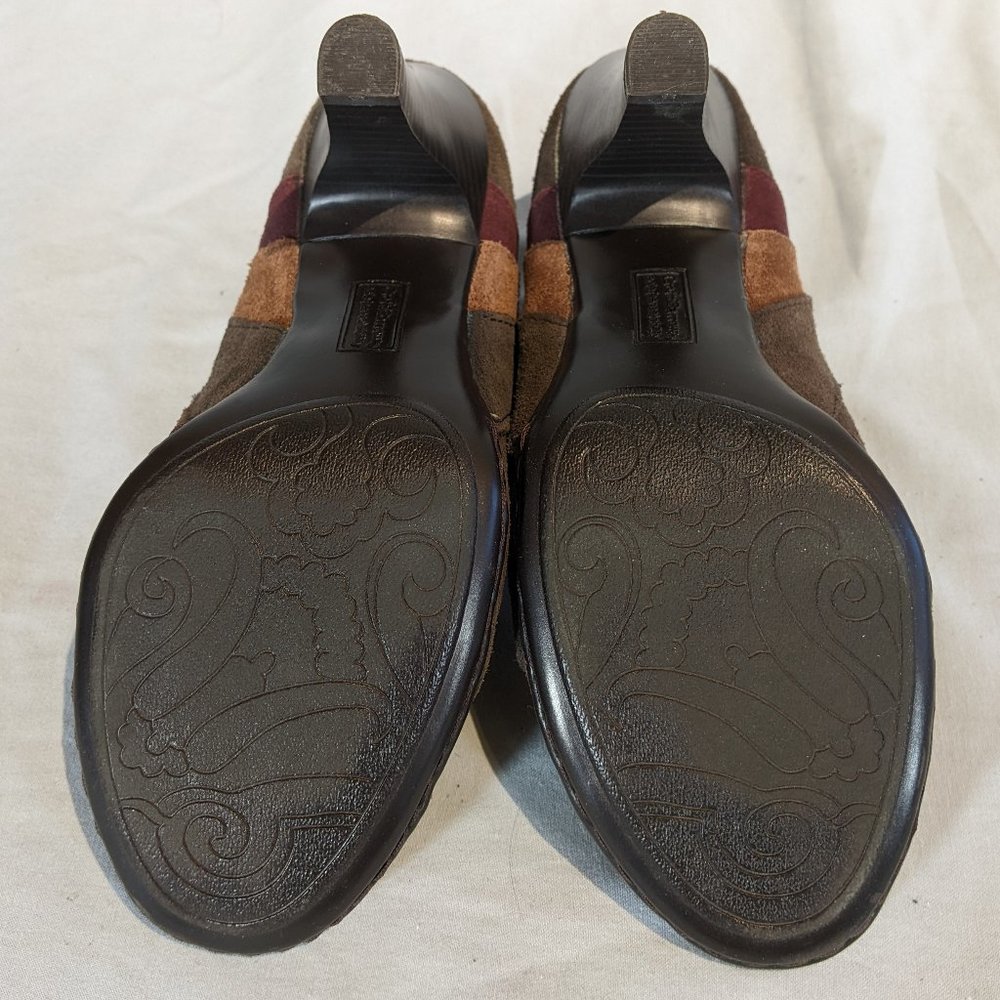 Croft & Barrow Brown/Tan/Wine suede Heels Size 6.5 EUC! Look brand new! - Picture 6 of 8